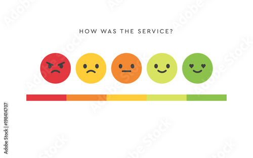 Vector Smiley Faces for Rating or Review, Feedback Rate Emoticon, Emotion Smile, Ranking Bar, Smiley Face Customer and User Review, Survey, Vote, Emoji Symbols