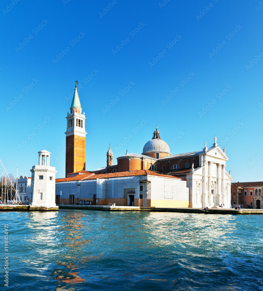 Venice. View from the water at the Cathedral of San Giorgio Maggiore in the sunset Venice. View from the water at the Cathedral of San Giorgio Maggiore in the sunset