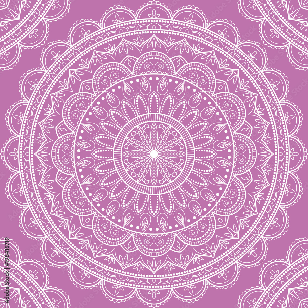 Seamless pattern with mandala ornament. Hand drawn vector illustration Seamless pattern with mandala ornament. Hand drawn vector illustration