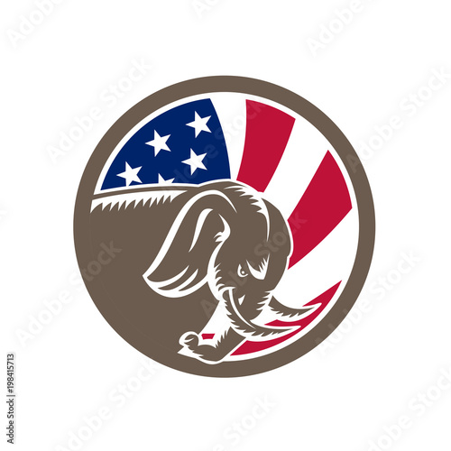 Republican Elephant Mascot USA Flag
