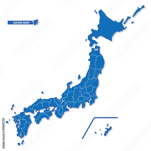 ニホン地図 シンプル青