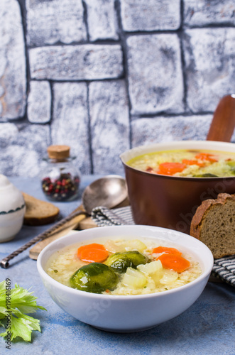 Thick clear soup with pasta