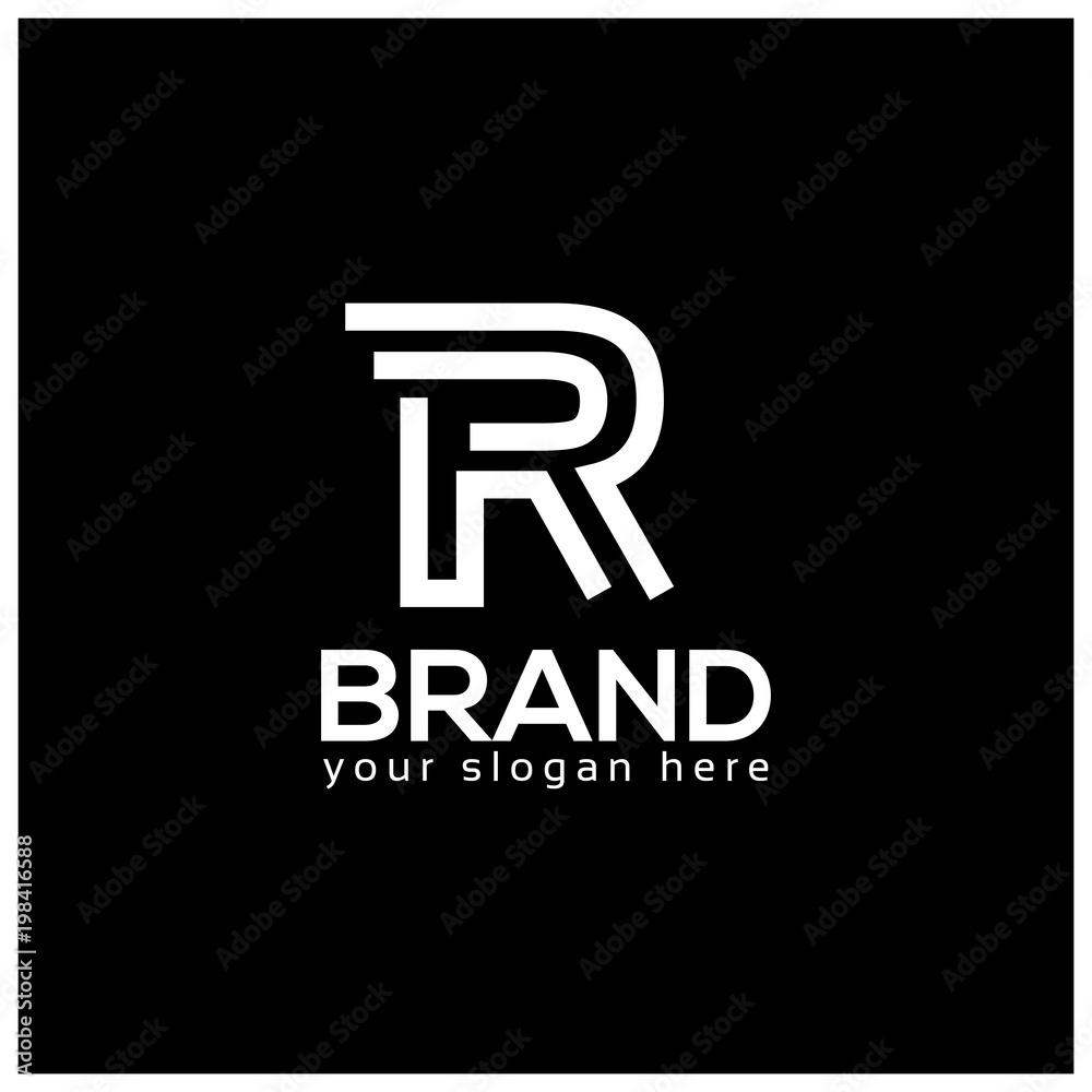 Letter R on Black Background. Logo Design Template. Flat design