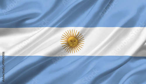 Argentina flag waving with the wind, 3D illustration.