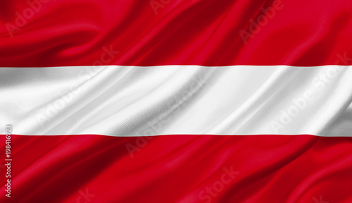 Austria flag waving with the wind, 3D illustration.