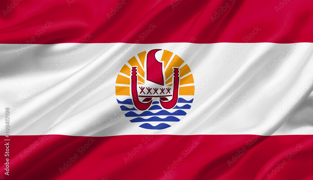 Fototapeta premium French Polynesia flag waving with the wind, 3D illustration.