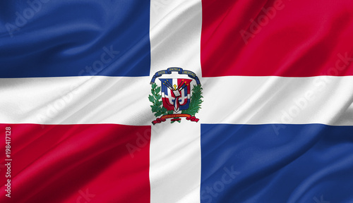 Dominican Republic flag waving with the wind, 3D illustration. photo