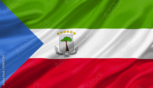 Equatorial Guinea flag waving with the wind, 3D illustration. photo