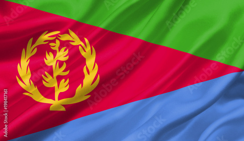 Eritrea flag waving with the wind, 3D illustration.