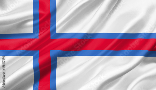 Faroe Islands flag waving with the wind, 3D illustration.