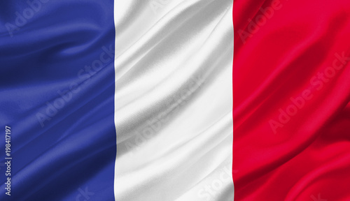 France flag waving with the wind, 3D illustration.