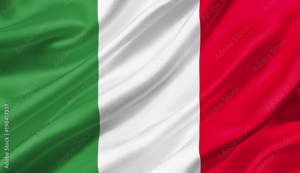 Italy flag waving with the wind, 3D illustration.