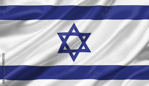 Israel flag waving with the wind, 3D illustration.