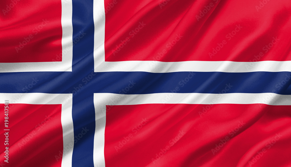 Fototapeta premium Norway flag waving with the wind, 3D illustration.