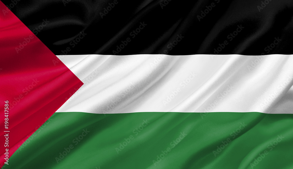 Palestina flag waving with the wind, 3D illustration.