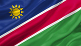 Namibia flag waving with the wind, 3D illustration.