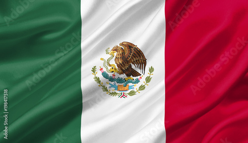 Mexico flag waving with the wind, 3D illustration.