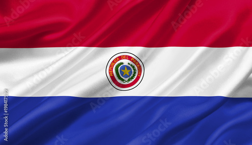 Paraguay flag waving with the wind, 3D illustration.