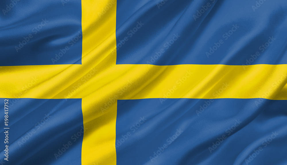 Sweden flag waving with the wind, 3D illustration. Sweden flag waving with the wind, 3D illustration.