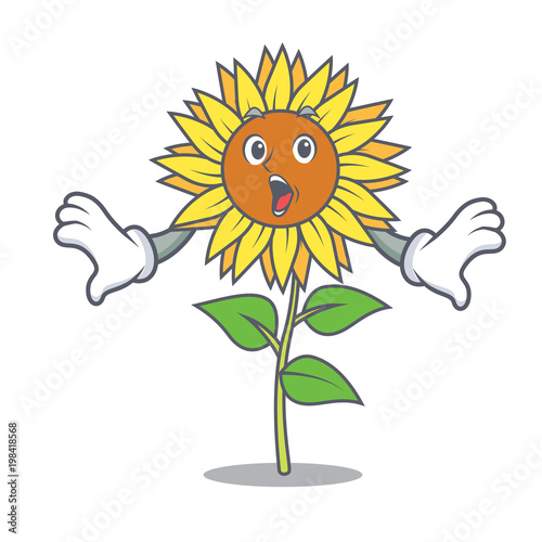 Surprised sunflower mascot cartoon style