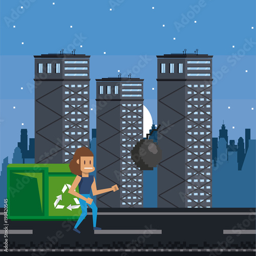 Pixelated urban videogame scenery for fight vector illustration graphic design