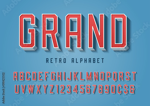 Grand trendy retro display font design, alphabet, typeface, lett