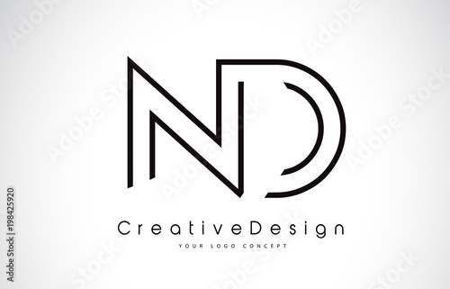 ND N D Letter Logo Design in Black Colors.