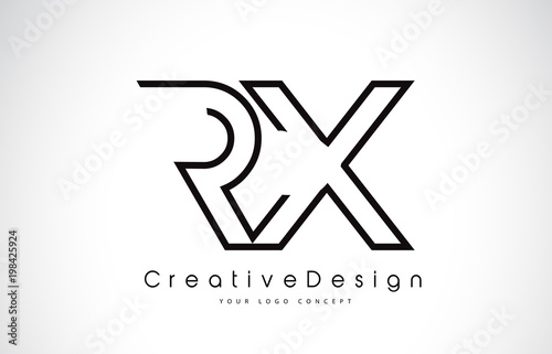 RX R X Letter Logo Design in Black Colors.