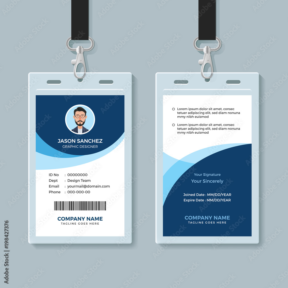 Simple and Clean Employee ID Card Design Template – Stock Throughout Company Id Card Design Template