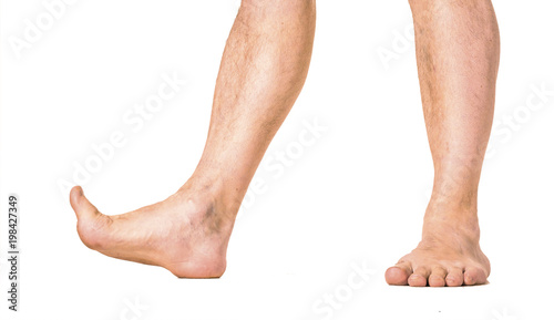 male hairy legs isolated on white background. © Stavros