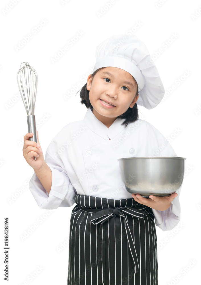 cute asian girl chef holding whisk with bowl cute asian girl chef holding whisk with bowl