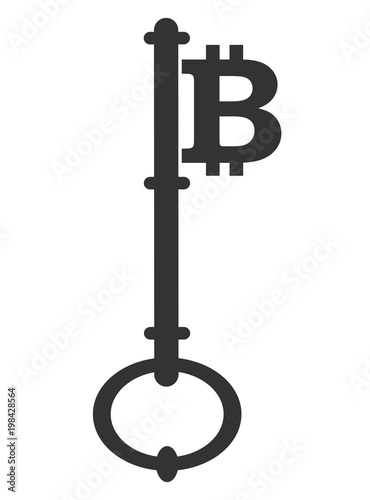 Ключ биткоин. Белый фон.