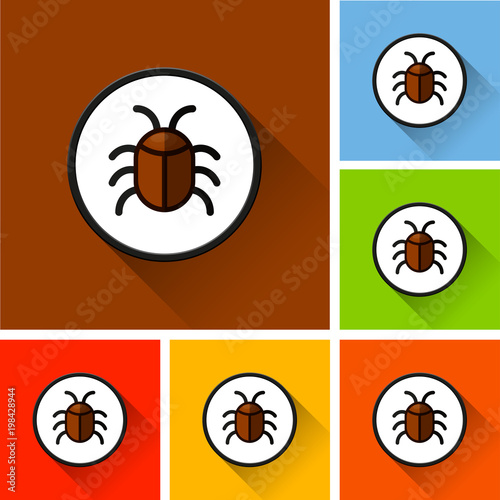 bug icons with long shadow