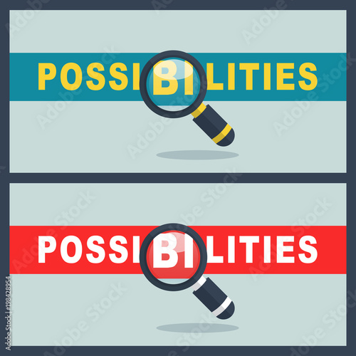 possibilities word with magnifier concept