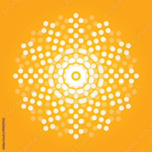 Artistic orange sun illustration with vibrant color