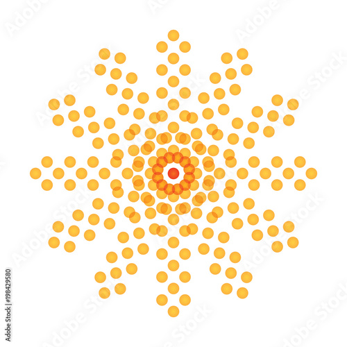 Artistic orange sun illustration with vibrant color