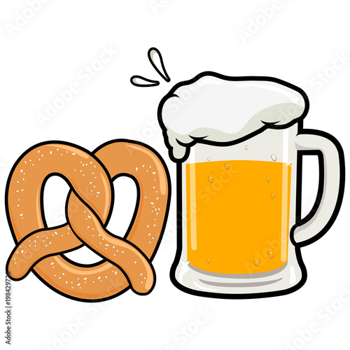 Beer and pretzel. Vector illustration