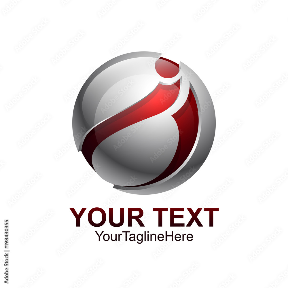 Initial letter i logo template colored red grey circle sphere swoosh design for business and company identity Initial letter i logo template colored red grey circle sphere swoosh design for business and company identity