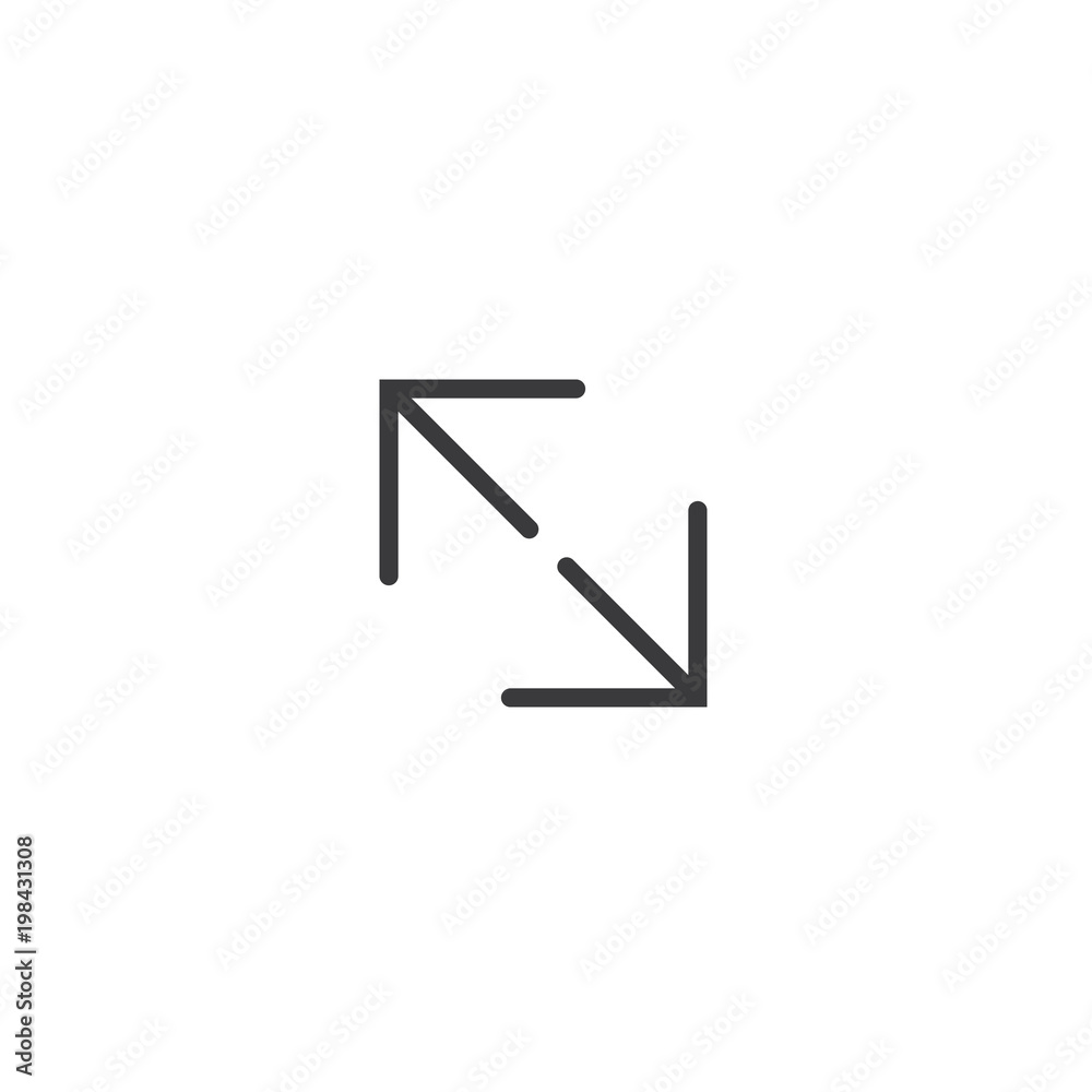 stretch full screen icon. isolated perfect pixel arrow symbol with flat style in white background for UI, app, web site, logo. Vector illustration. stretch full screen icon. isolated perfect pixel arrow symbol with flat style in white background for UI, app, web site, logo. Vector illustration.