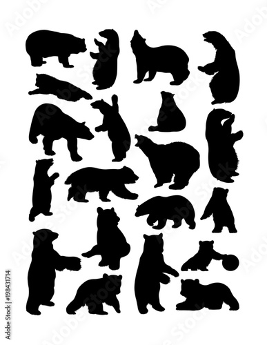 Bears animal silhouette.Vector, illustration. Good use for symbol, logo, web icon, mascot, sign, or any design you want.