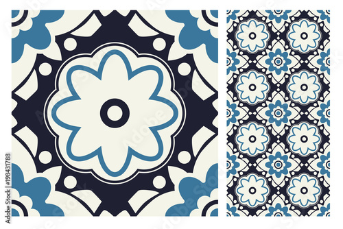 vintage tiles patterns antique seamless design in Vector illustration