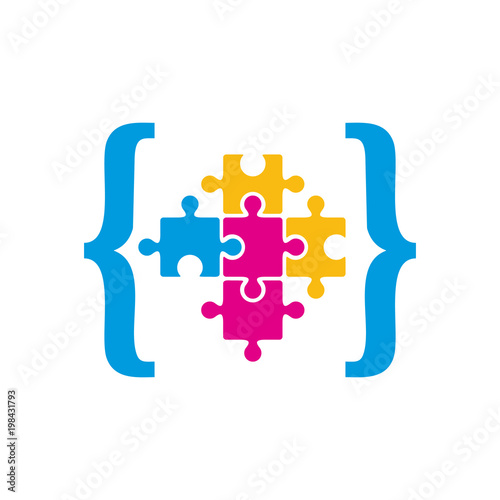 Puzzle Code Logo Icon Design