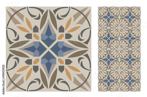 vintage tiles patterns antique seamless design in Vector illustration