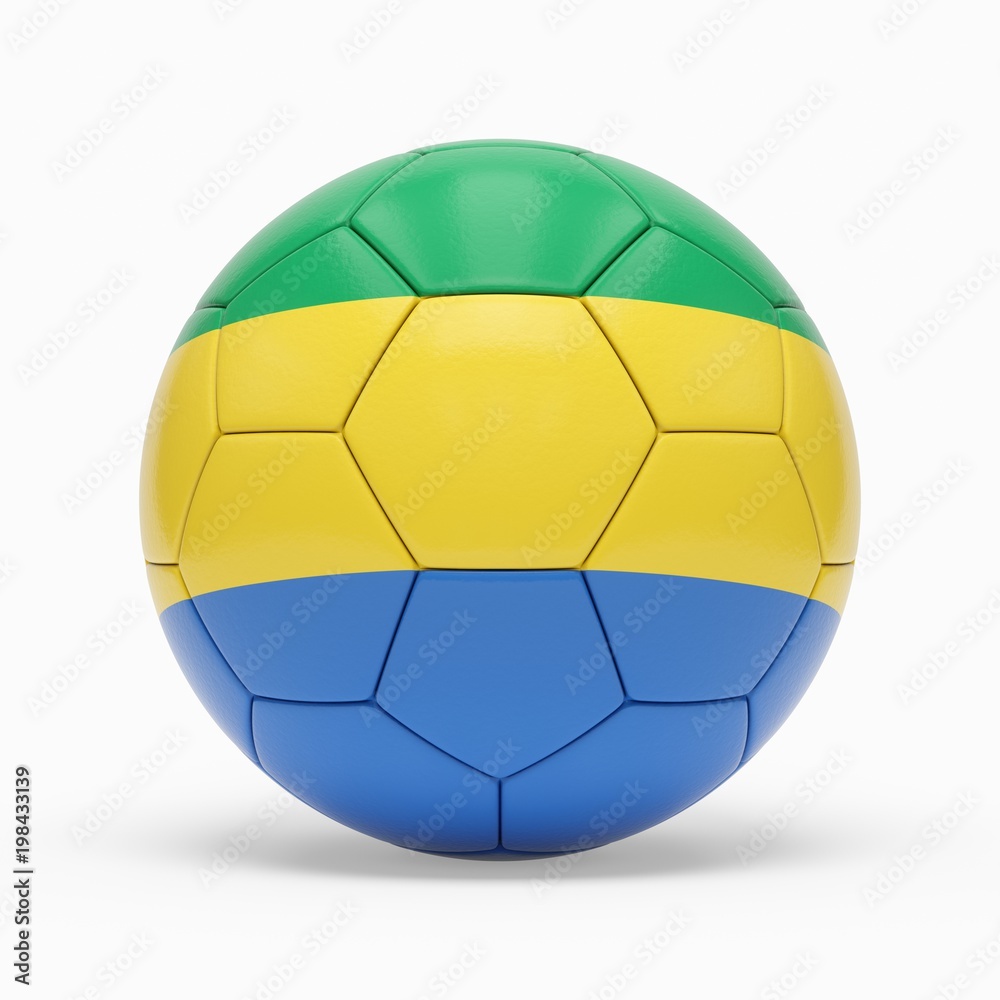 3d rendering of soccer ball with Gabon flag isolated on a white background 3d rendering of soccer ball with Gabon flag isolated on a white background