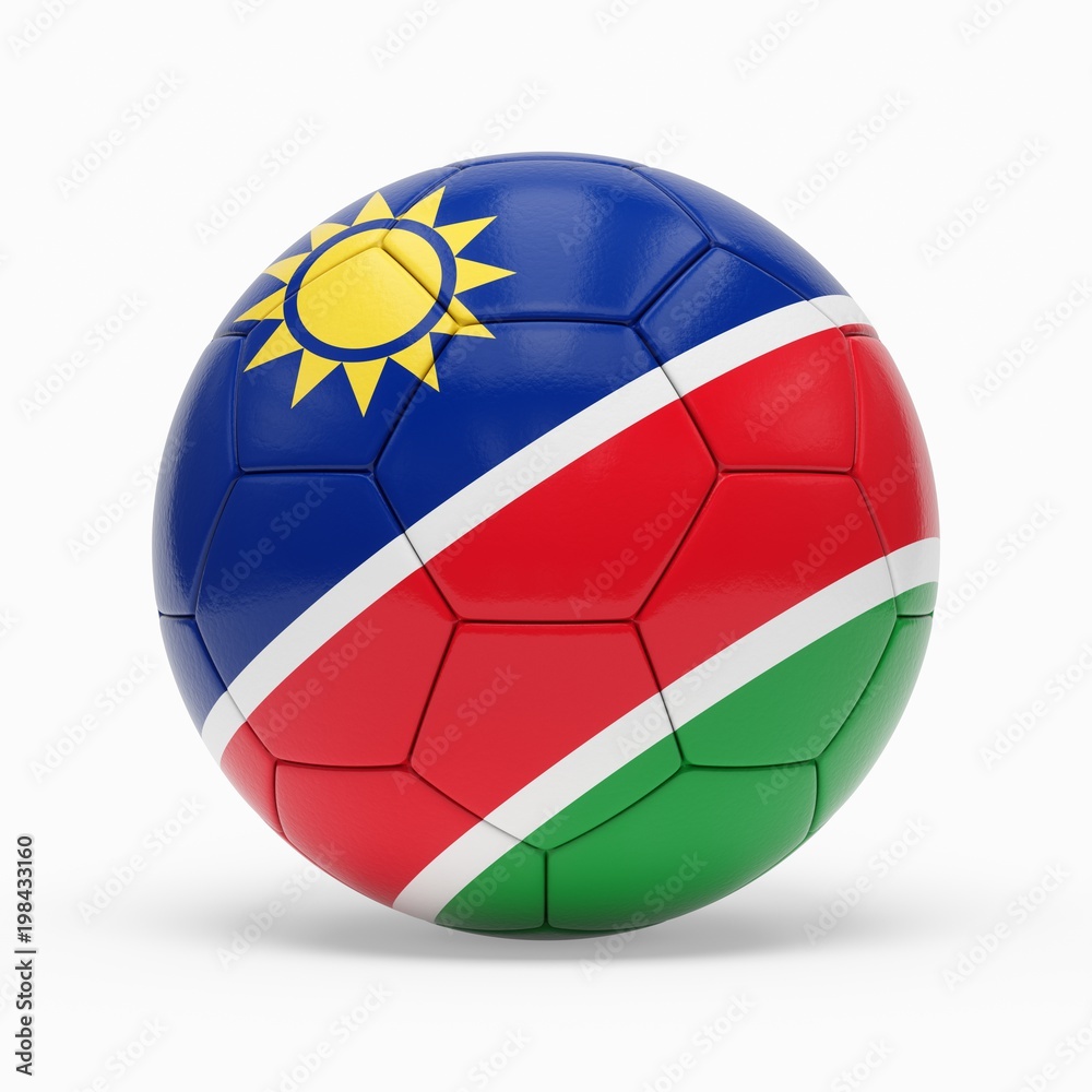 3d rendering of soccer ball with Namibia flag isolated on a white background 3d rendering of soccer ball with Namibia flag isolated on a white background
