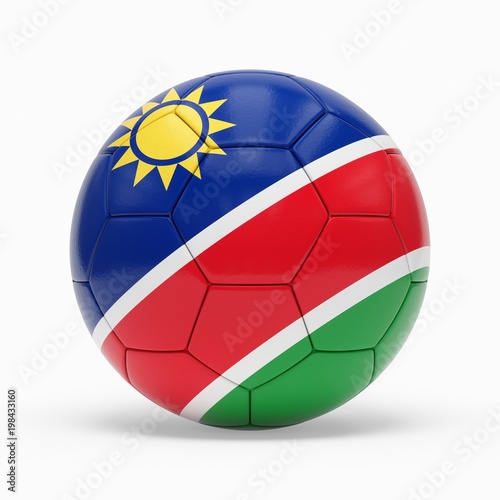 3d rendering of soccer ball with Namibia flag isolated on a white background
