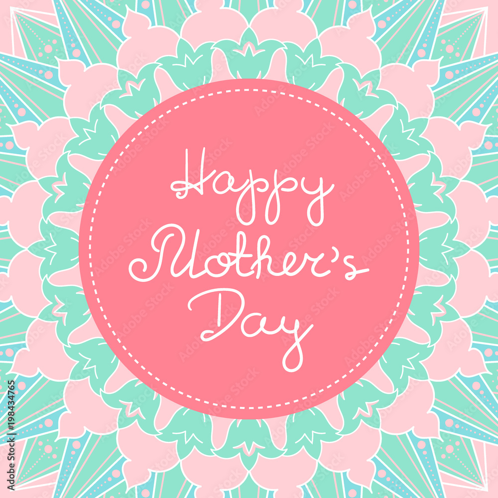 Happy Mothers Day banner vector. Spring pastel colors flowers pattern print  with frame and lettering text for holiday web background, greeting card for  mom or poster templates design. Stock Vector | Adobe