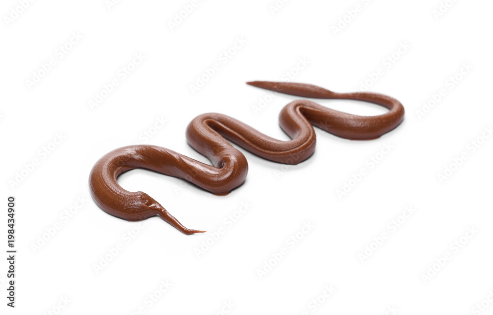 Obraz premium Cream chocolate spreading isolated on white background