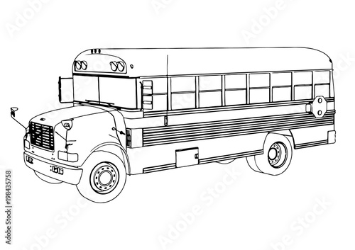 sketch of school bus vector