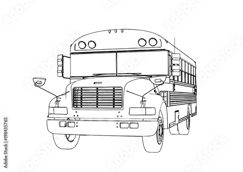 sketch of school bus vector